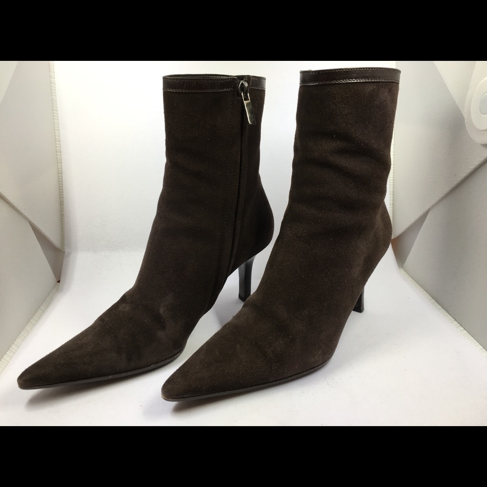 Galo dark brown suede high top booties